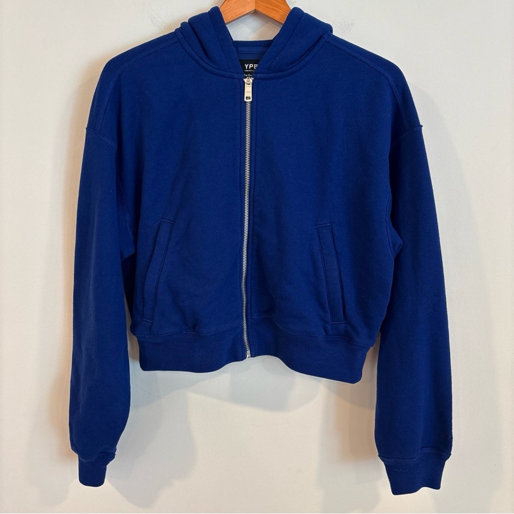Abercrombie Your Personal Best Hooded Sweatshirt cropped Blue Women size medium